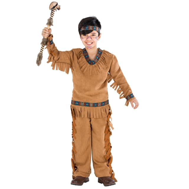 Indianeren Ensomme Ulv børnekostume - 128 (8-10y)