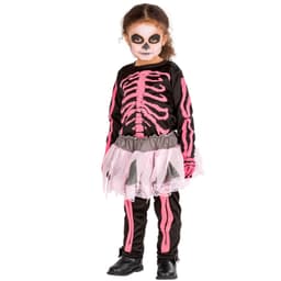 Pink skelet børnekostume Halloween - 140 (10-12y)