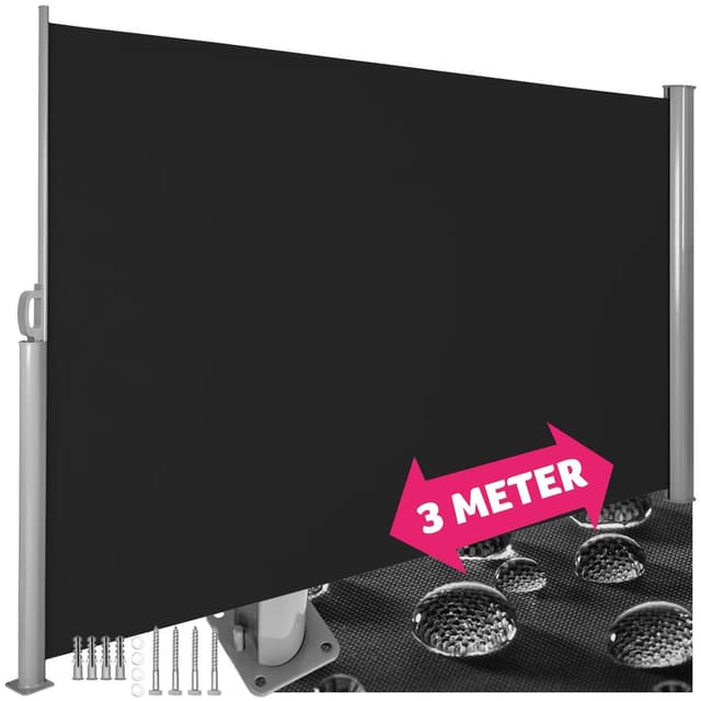 Læhegn i aluminium og polyester - 160 x 300 cm,sort