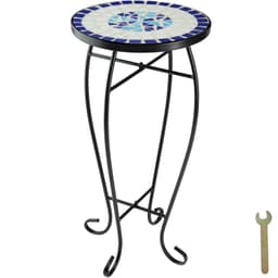 tectake Balkongbordsblomma pall med mosaikmönster 30x30x61,5cm 30 x 30 x 61.5 cm Vit/Blå