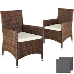 2 Polyrattan havestole i aluminium + 2 sæt hyndebetræk - brun