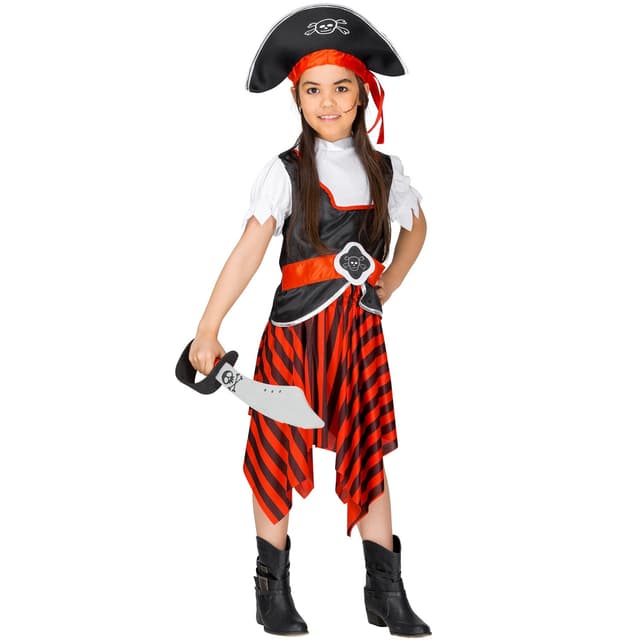 Piratpige Sabelrust børnekostume - 140 (9-10y)