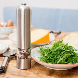 Elektrisk salt og pepperkvern av rustfritt stål med lampe - sølv