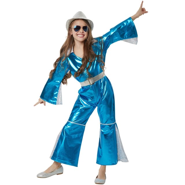 Glitrende Disco Starlet børnekostume - 152 (11-12y)