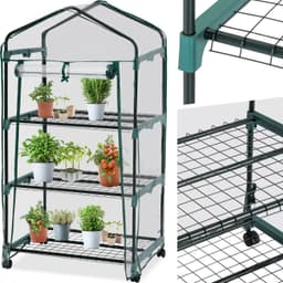 tectake Mobilt växthus med 3 hyllplan 69x49x133cm - transparent
