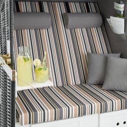 tectake Strandkorgstol med dyna 116 x 77 x 151 cm Svart/Grå/Brun