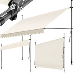 Markiisi käsikammalla, korkeussäädettävä - 350 x 180 cm, beige