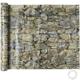 tectake Balkongskydd med metallförstärkta öglor, version 1 - stenimitation, 90 cm