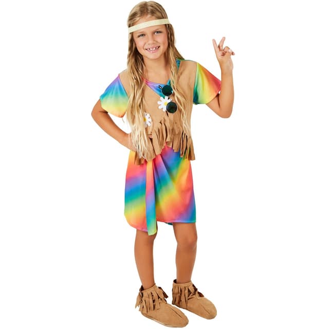 tectake 900202 Maskeraddräkt Hippie Blomsterbarn