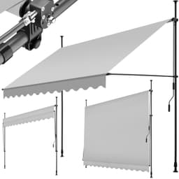 Markiisi käsikammalla, korkeussäädettävä - 300 x 180 cm, vaaleanharmaa
