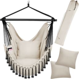 tectake Hängstol Malika, Boho-stil, kapacitet på 150kg - beige