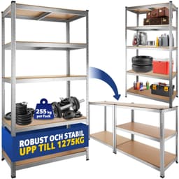 tectake Stålreol 180 x 90 x 40 cm, 1275 kg