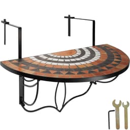 tectake Hängande balkongbord med vikbart mosaikmönster 75x65x62cm - terrakotta/vit