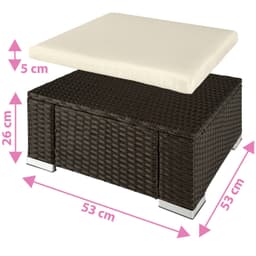 Polyrattan puf med hynde - brun