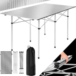 tectake Campingbord i aluminium, hopfällbart 140 x 70 x 70cm - grå