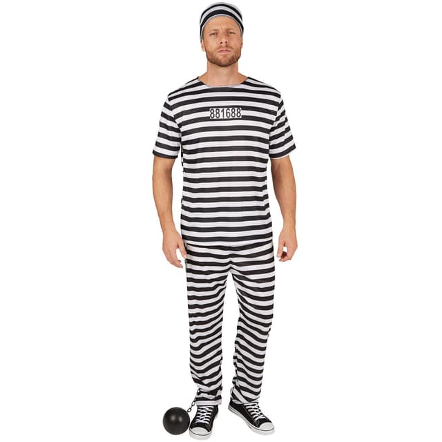 Fængselsindsat kostume mand - L