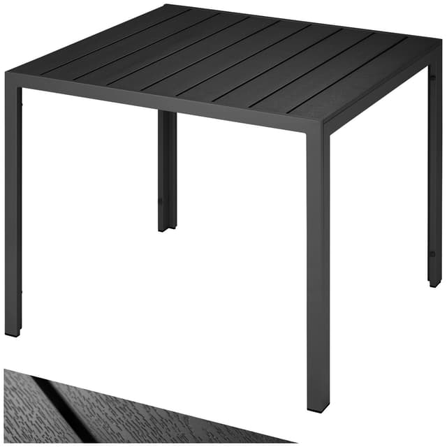 tectake Trädgårdsbord i aluminium Maren höjdjusterbara fötter 90x90x74,5cm - svart