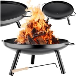 tectake Eldskål Diablo med eldgaffel av värmetåligt stål 59.5 x 70 x 28.5 cm Svart