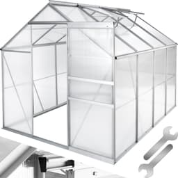 tectake Aluminiumväxthus utan fundament - 250 x 185 x 195 cm