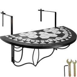 tectake Hängande balkongbord med vikbart mosaikmönster 75x65x62cm - svart/vit