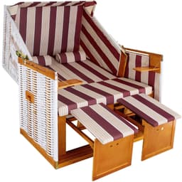 Strandstol med polstring - rød/hvit