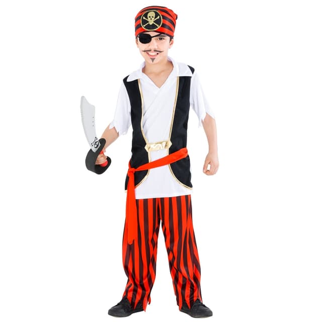 Kaptajn pirat børnekostume - 104 (3-4y)