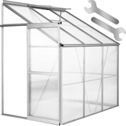 tectake Väggväxthus av aluminium utan fundament 192x128x202cm - transparent