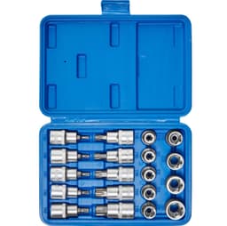 tectake Torx-hylsnyckelsats utvändig/invändig 19 delar - blå