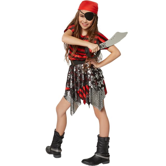 Sørøverpige børnekostume - 128 (7-8y)