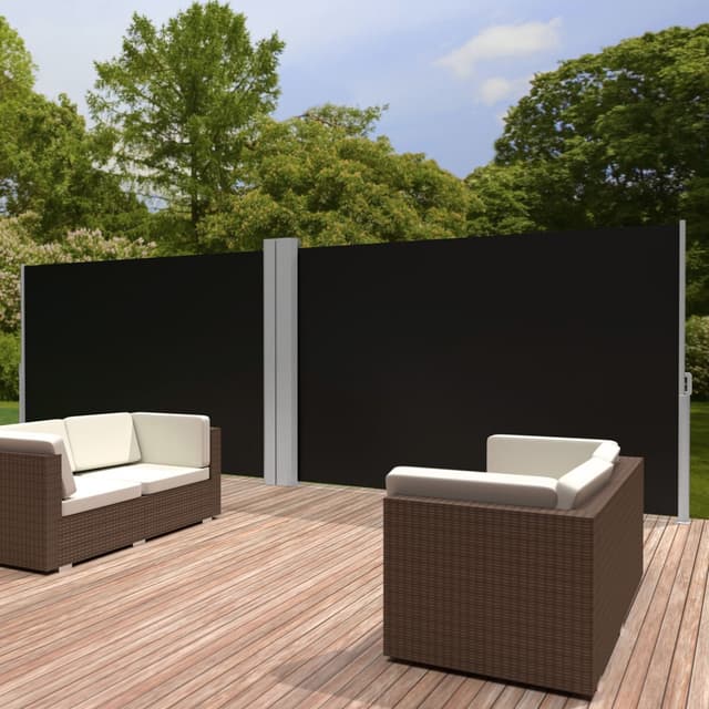 tectake Sidomarkis dubbel i Aluminium - 180 x 600 cm, svart