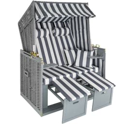 Strandstol med polstring - grå/hvit