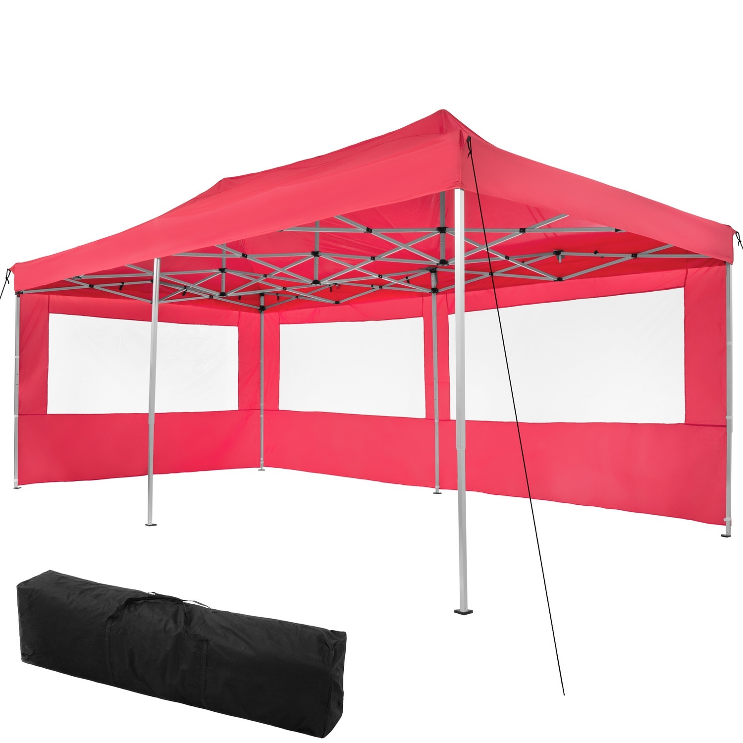 Easy up pavillon Viola 3x6 m med 2 sidestykker - rød