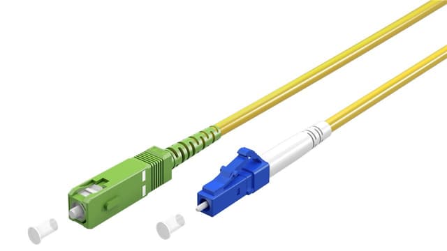 Fiberoptisk kabel (FTTH), Singlemode (OS2) Yellow, gul (Simplex), 1 m
