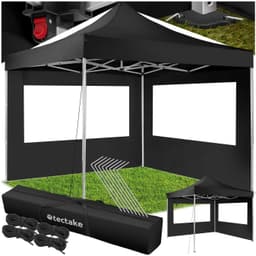 Partytelt, hagepaviljong Olivia 3x3 m med 2 vegger - svart