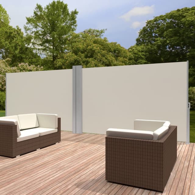 Dobbelt læhegn i aluminium og polyester - 160 x 600 cm,beige