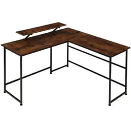 Kulmapöytä Melrose (140x130x76.5cm) - Teollinen tumma puu, maalaismainen