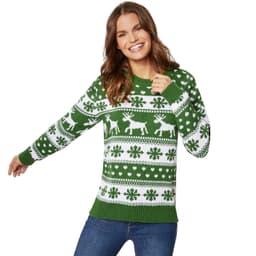 Julesweater Vinterfortryllelse grøn-hvid til kvinder - XL