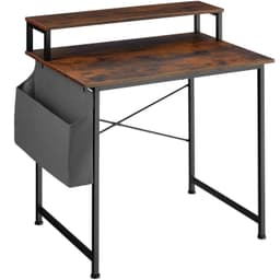 tectake Skrivbord med hylla och tygpåse - Industriellt mörkt trä, rustikt, 80 cm