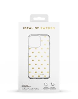 Clear Case iPhone 15 Pro Max Golden Hearts