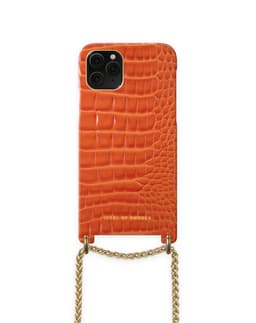 Lilou Necklace Case Orange Croco iPhone 11P/XS/X