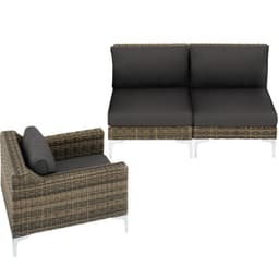 tectake Modulärt loungeset Villanova Aluminium Set 3 2-sits - Antracitgrå melerad