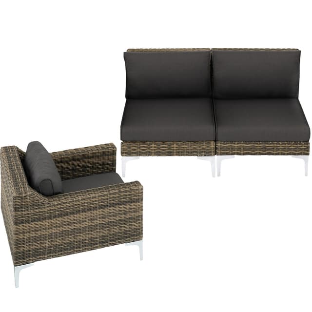 tectake Modulärt loungeset Villanova Aluminium Set 3 2-sits - Antracitgrå melerad