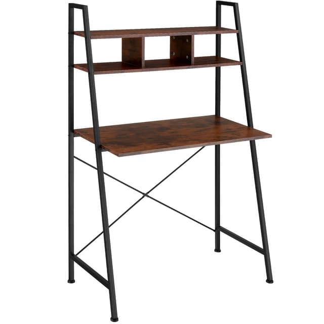 tectake Skrivbord Exeter 85,5x46,5x140cm - Industriellt mörkt trä, rustikt