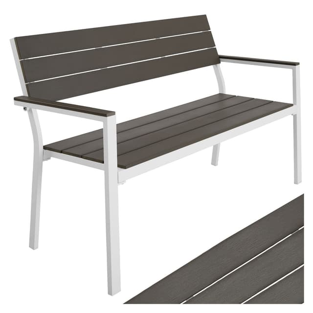 Havebænk Line 128x59x88cm - lysegrå/hvid
