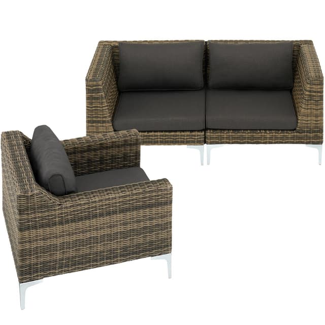 tectake Modulärt loungeset Villanova Aluminiumset 1 2-sits - Antracitgrå melerad