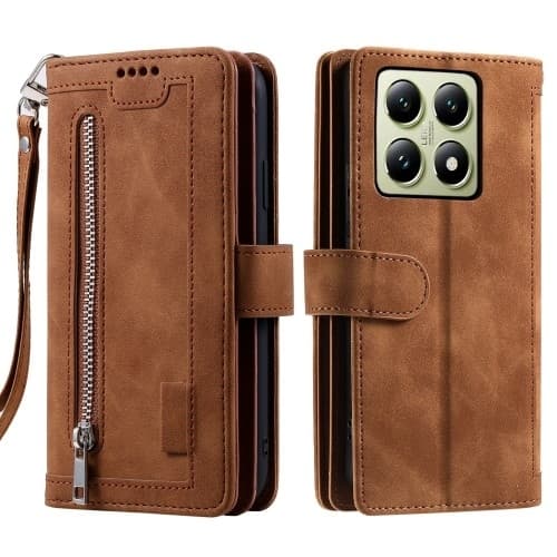 För Xiaomi 14T Pro Fodral med Dragkedja och 9 Kortplatser