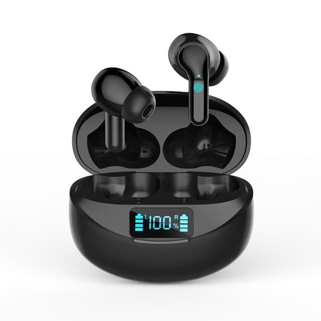 Trådløse bluetooth-hodetelefoner, Bluetooth 5.3-hodetelefoner, IPX5 vanntette sportshodetelefoner iOS Android Sort