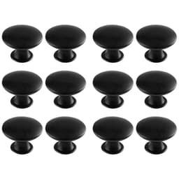 Skåpshandtag lådhandtag knoppar med skruvar 12-pack Svart