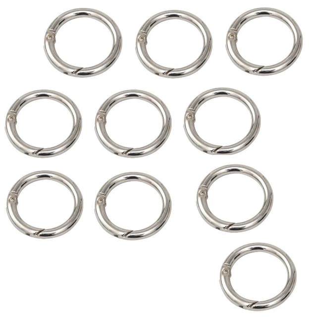 Runda nyckelringar med karbinlås 10-pack Silver