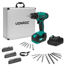 VONROC Bore- / skruemaskine 20V | Inkl. 4.0Ah Akku, Oplader og 46 Tilbehør i Premium Kuffert